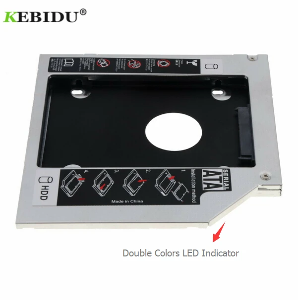 Kebidu 12 7 Алюминиевый металлический материал 2nd HDD Caddy SATA 2 5 &quotчехол для SSD III 3 0