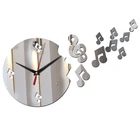 Акриловые настенные часы зеркало, украшение в виде музыкальных нот, наклейки на стену, для гостиной, подарки