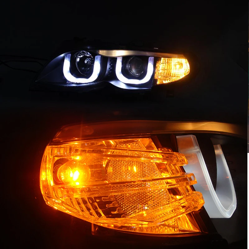 Hlxg автомобиля светодио дный фар для сборки BMW E46 2001 2002 2003 2004 HID грыжи фары DRL дневные