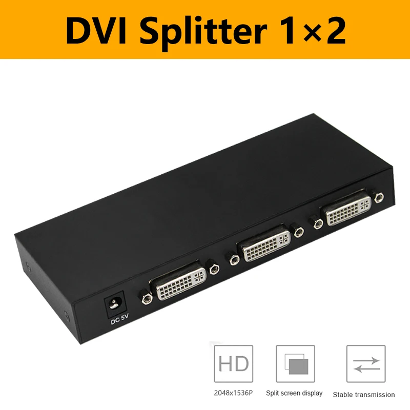 1080P сплиттер DVI 1X2 D дистрибьютор 1 в 2 Выход UHD FHD конвертер адаптер для проектора