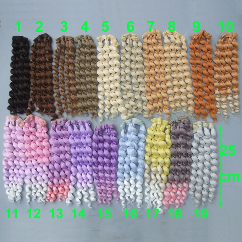 25 см Φ для 1/3 1/4 1/6 BJD diy русские волнистые кукольные парики ручной работы с