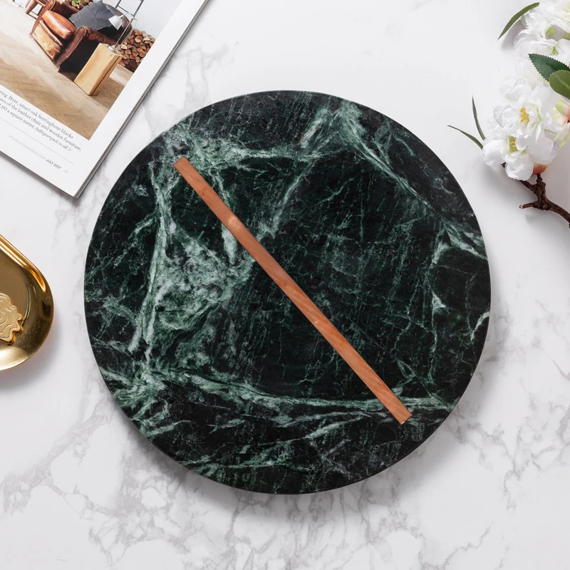 

Nordic Light Luxury Marble Pattern Rectangular Tray Home Creative Tea Cup Water Cup Tray Round