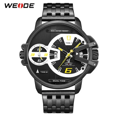 UV1702B-3C WEIDE мужские спортивные военные часы с ремешком из нержавеющей стали с автоматической датой, Кварцевые Мужские Аналоговые мужские часы с Т-образным ремешком, наручные часы, мужские часы - Цвет: UV1702B-3C
