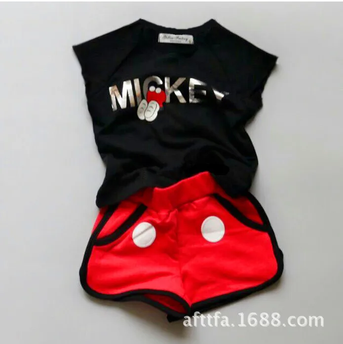 Retail!children clothing sets 2019 new summer fashion baby girls cartoon mickey short sleeve t-shirt+short pants 2 pcs suit | Детская