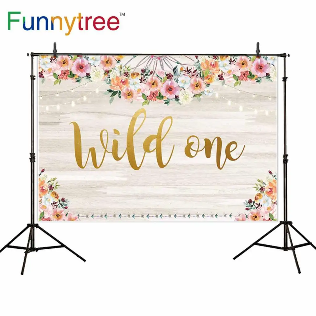 Фоны funnytree для фотостудии wild one party детские деревянные цветы декорации фон
