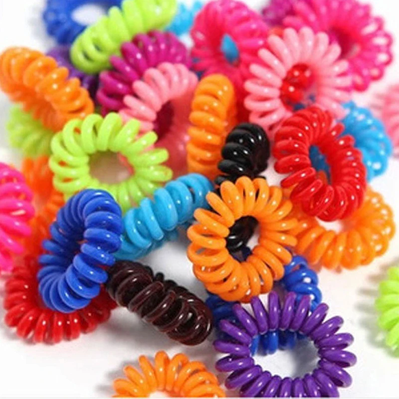 

100pcs Korea Hot Hair Rope Wholesale Telephone Wire Hair Band Hair Accessories Women Rubber bands Girl Hair Gum