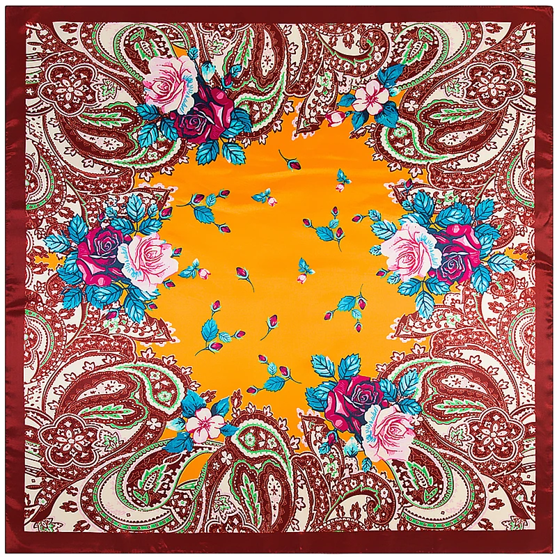 Модный шарф шаль для женщин с принтом Шелковый сатиновый хиджаб шарфы женские 90