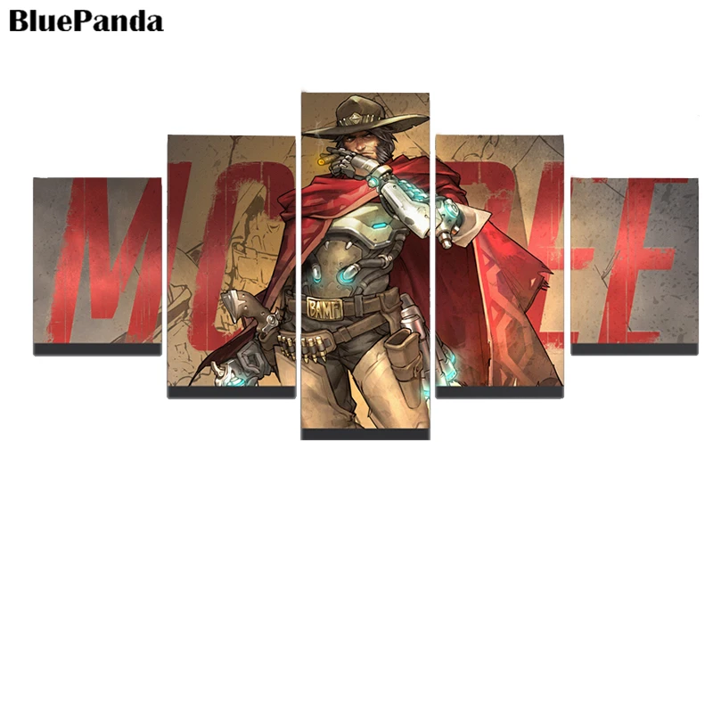 5 шт. Mc Cree Overwatches игра HD Холст Картина маслом плакат картина для спальни офиса