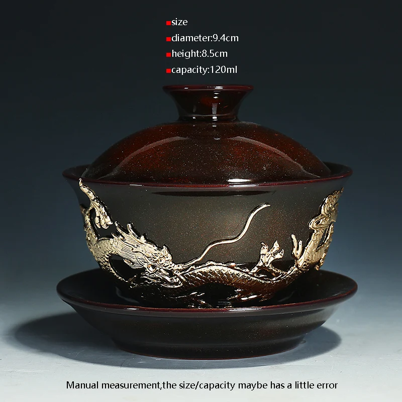 Креативный керамический рельефный серебряный узор Gaiwan домашний чайный набор