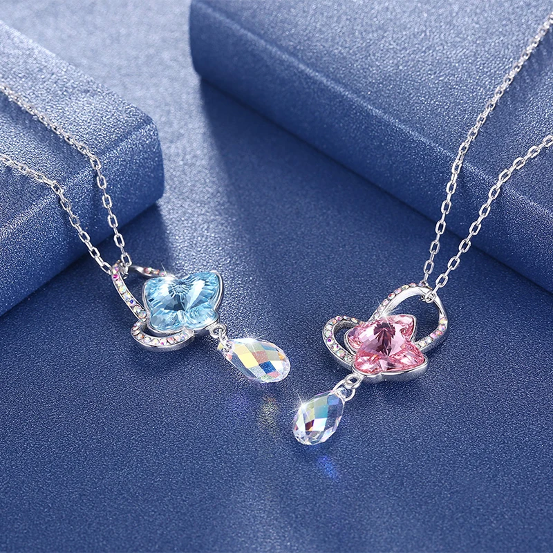LEKANI кристаллы от SWAROVSKI Бабочка подвески в форме капель воды ожерелья для женщин