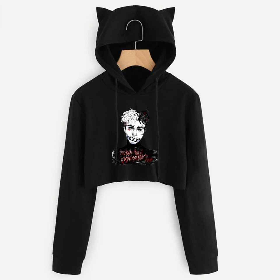 Укороченные толстовки Xxxtentacion с длинным рукавом свитшот женский сексуальный