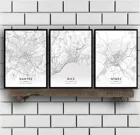 Nantes Nice Nimes Orleans Perpignan Reims Rennes Rouen Saint-Etienne strason Toulon Toulouse Tours France карта постер