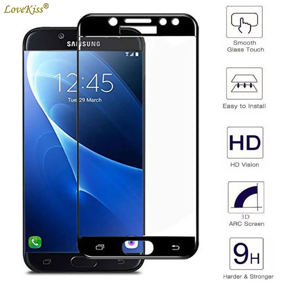 3D полное покрытие экрана стеклянная пленка для Samsung Galaxy J3 J5 J7 2017 года J330 J730 J530 J530F