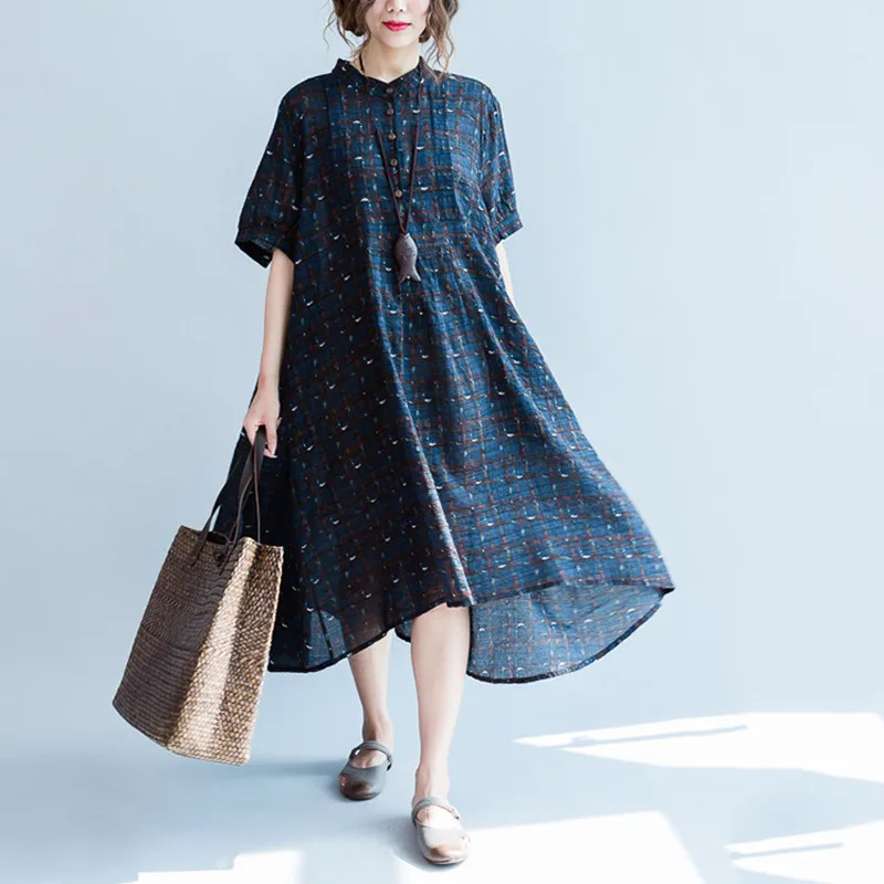 Женское Повседневное платье из хлопка и льна длинные винтажные платья Макси в