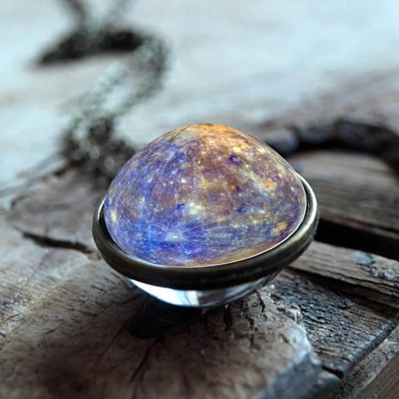 Ожерелье с подвеской в виде стеклянного шара Nebula Galaxy двусторонний стеклянный шар