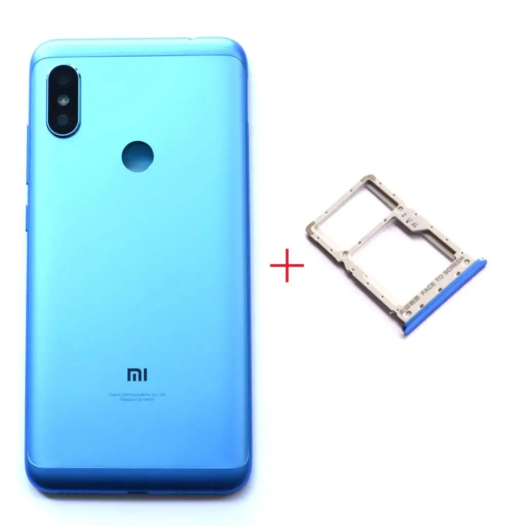 blue with tray Чехол для задней крышки батареи для Redmi Note 6 pro для Xiaomi Redmi Note6 Pro - Цвет: blue with tray