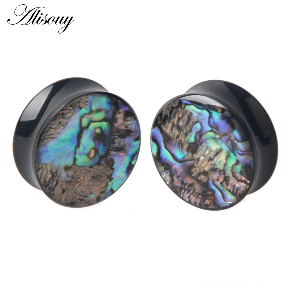 EM0819D Acrylic 2 шт Панк акриловые ушные туннели пробки Shellhard Abalone Shell деревянные ушные датчики пробки пирсинг ювелирные изделия ушные расширители 6 мм-25 мм - Окраска металла: EM0819D Acrylic