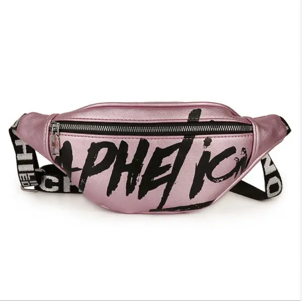 JOYHO New Women Belt Bag Banana Waist Pack Fashion Leather Large Capacity Graffiti Fanny Packs Travel Bum Bags | Багаж и сумки