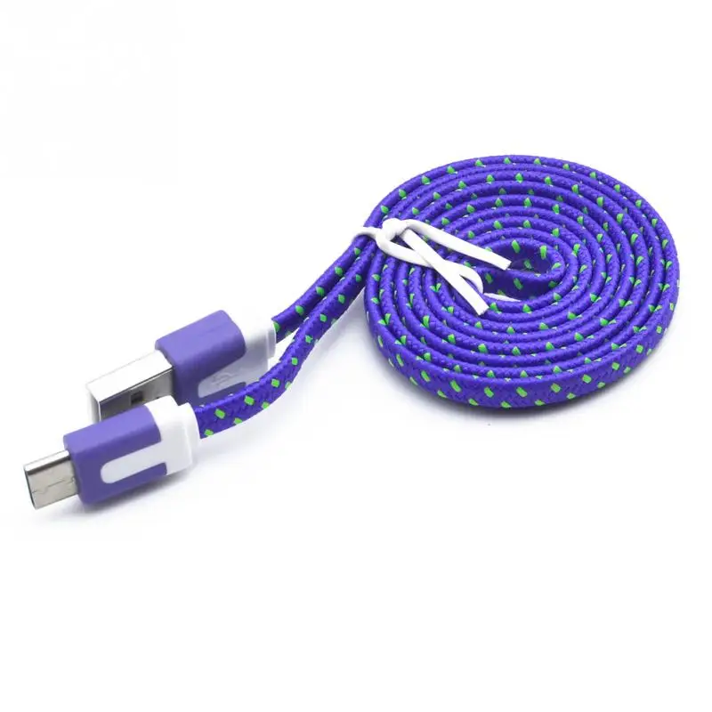 purple 1 м/2 м/3 м Мини V8 разъем 3 фута веревка микро USB быстрое зарядное устройство провод зарядный кабель-трос для синхронизации данных для huawei Android - Цвет: purple