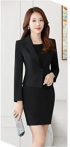 S-3XL, новинка, женское платье, костюмы, лето, весенние, элегантные, солидные, стройнящие, официальные, с длинным рукавом, Блейзер+ платье, наборы, для работы, для женщин - Цвет: 3