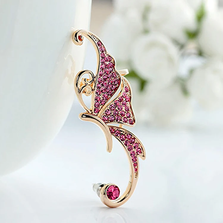 2017 Outstanding Bijouterie Cute Butterfly Rhinestone Ear Cuff Clip Cartilage Earring Fashion Accessories | Украшения и
