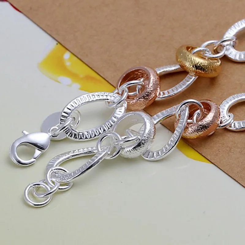 Free Shipping Wholesale silver bracelet 925 fashion plated jewelry Flower Key Bracelet /JXVPKSRS MYNKXPNC | Украшения и