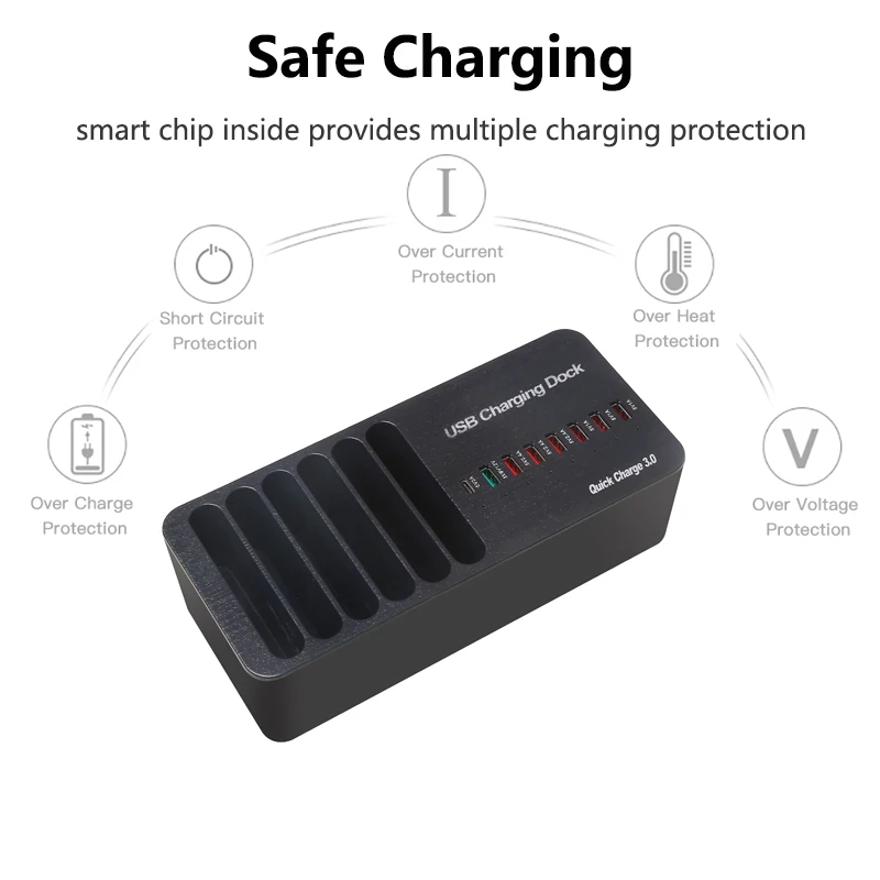 Multi Port USB Charger Dock Desktop Universal 8 Ports Smart 3A Quick Charge QC 3.0 Type C Charging Station EU US UK AU Plug | Мобильные