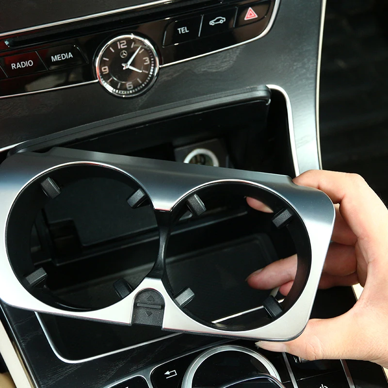 Car Accessories Cup Holder Cover Frame Trim ABS Chrome For Mercedes Benz GLC C Class W205 C180 E W213 E200l E300 2015-2017 | Автомобили и