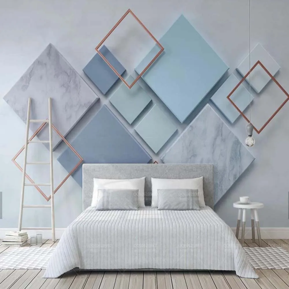 

European Abstract Geometric Square Marble Mural Wallpaper Home Decor papel 3d paredes Wall Paper Walls for Living Room Custom