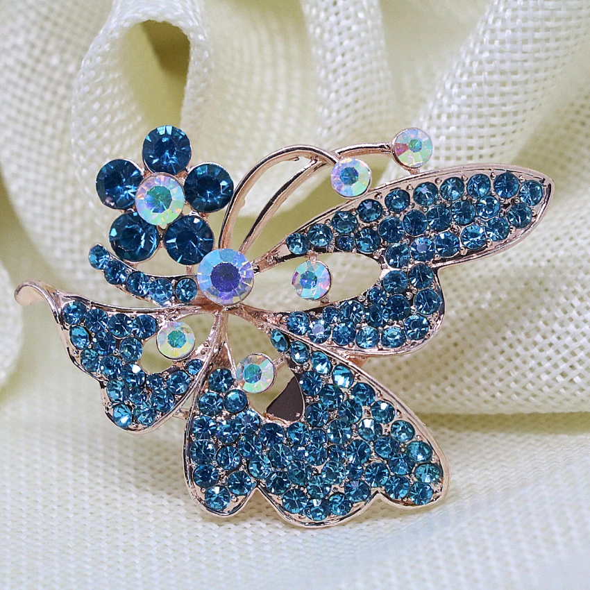 Wholesale price animal design 46*64mm rose gold-color pins 8 colors rhinestone crystal fashion clothes weddings jewelry L | Украшения и