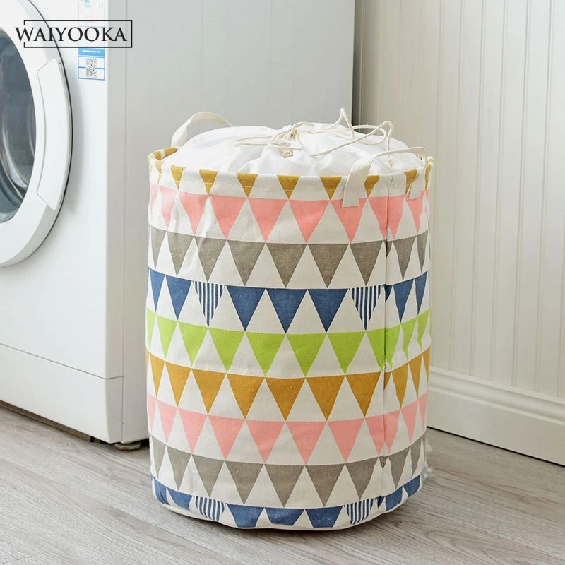 Simple Pattern Foldable Laundry Basket Storage Barrel Standing Toy Clothing Bucket Organizer Household Container | Дом и сад