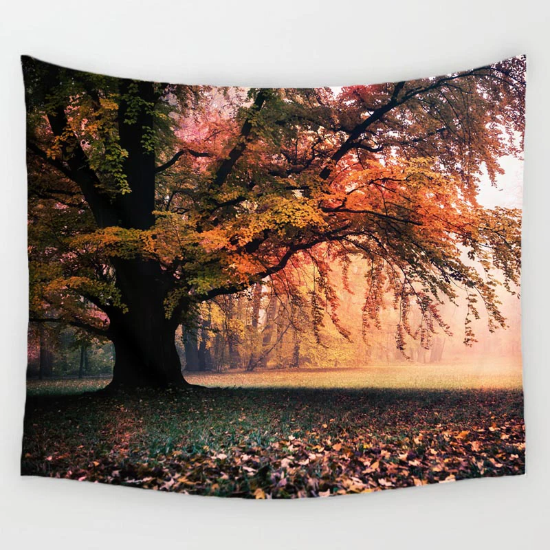 Comwarm Романтический лес осенние листья пейзаж полиэстер гобелен настенный