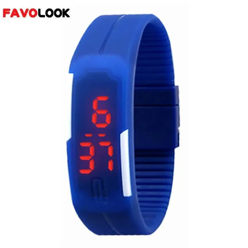 Горячая Мода Спорт светодиодный часы силиконовой резины Сенсорный экран