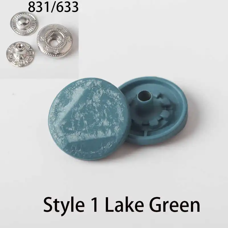 style1-lake green 10 шт. 15 мм латунная защелкивающаяся заклепка 831/633 Тип швейная кожаная Кнопка Ремесло для одежды аксессуар для одежды Сделай Сам Q27 - Цвет: style1-lake green