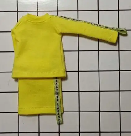 yellow 1set Повседневная футболка с длинными рукавами и юбка модная одежда для девочек, желтая/зеленая толстовка с капюшоном для девочек OB24 Azone 1/6 аксессуары для кукол - Цвет: yellow 1set