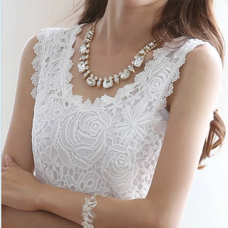 New Women Sexy Knitted Lace Spaghetti Strap Vest Sleeveless Top Shirt Blouse | Женская одежда