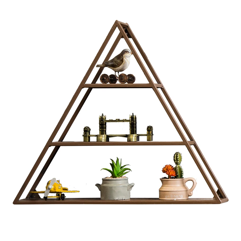

Creative Metal Industrial Triangular Wall Rack Coffee Shop, Tea Shop, Wall Wall Ornament Storage Holder