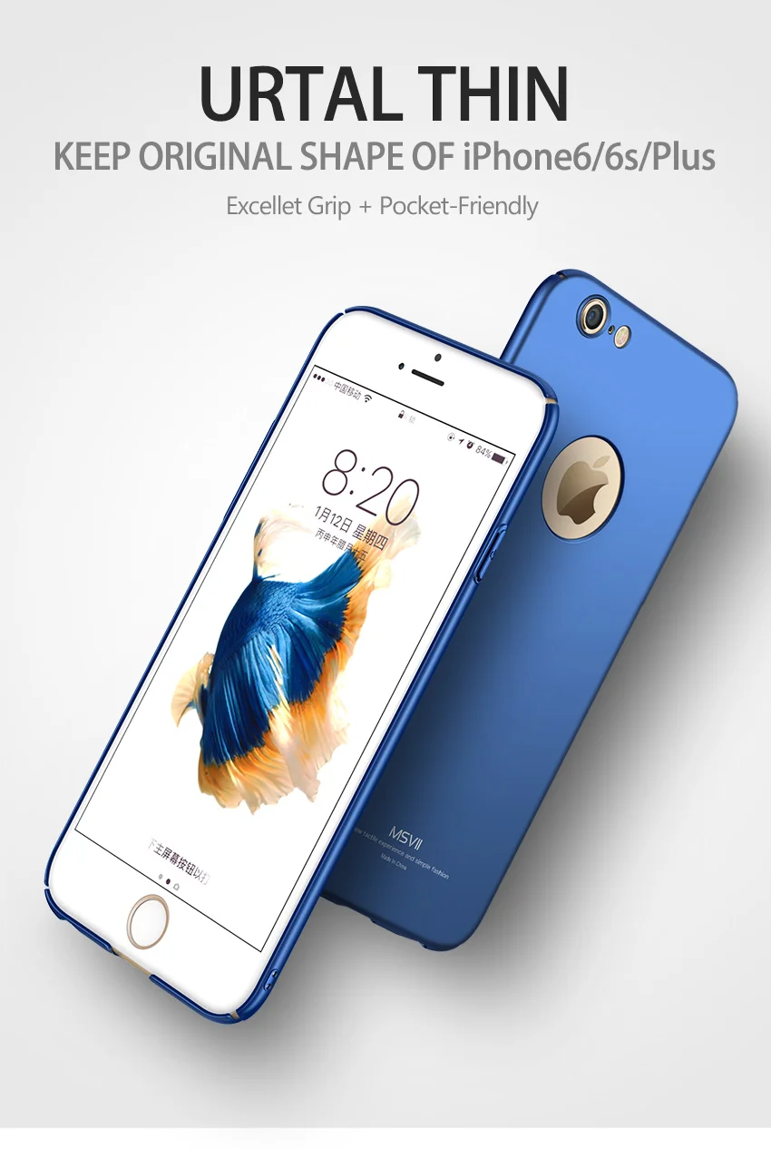 Чехол для iPhone 6 6S чехол для Apple iPhone 6 S 6S Plus чехол Msvii роскошный тонкий 360 полная защита PC матовый жесткая задняя крышка