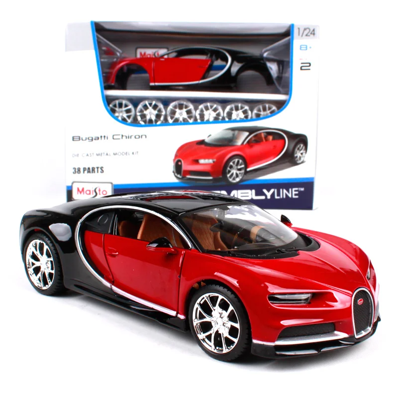 Maisto 1:24 bugatti chiron assembly line red car diecast model kit 38 деталей модель автомобиля mannal подарок для