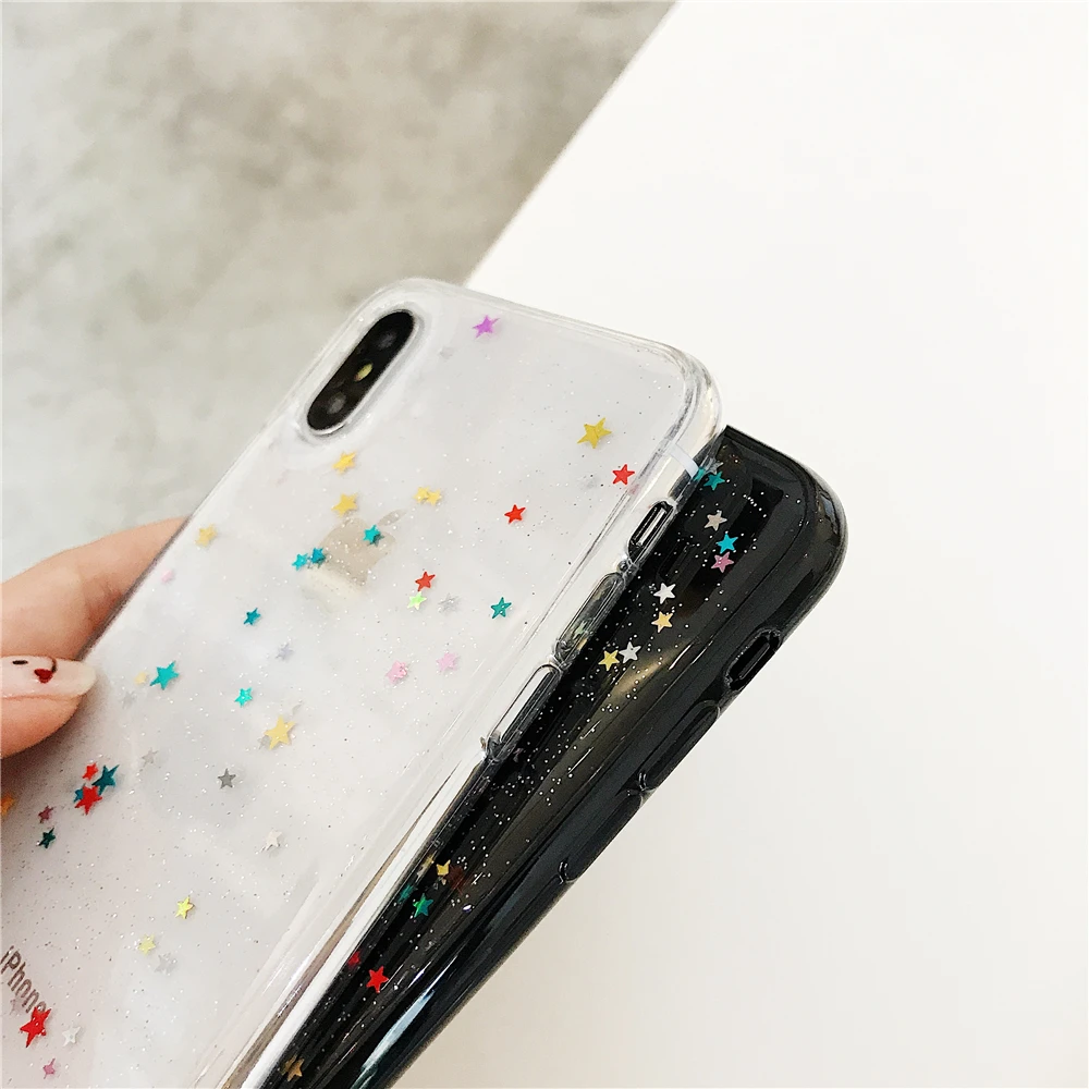Luxury Glitter Bling Soft Case For iPhone X XR XS MAX Star Clear Cover Shining Sequin Phone Cases iphone 6 6S 7 8 Plus Coque |