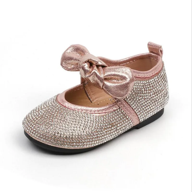 

1-5 years old baby shoes 2019 spring autumn new girls Diamond Bow princess shoes children soft sole dance shoes Comfortable flat