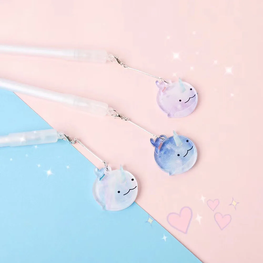 1 шт. милый Kawaii Narwhal кулон гелевая ручка подпись Escolar Papelaria школьные офисные