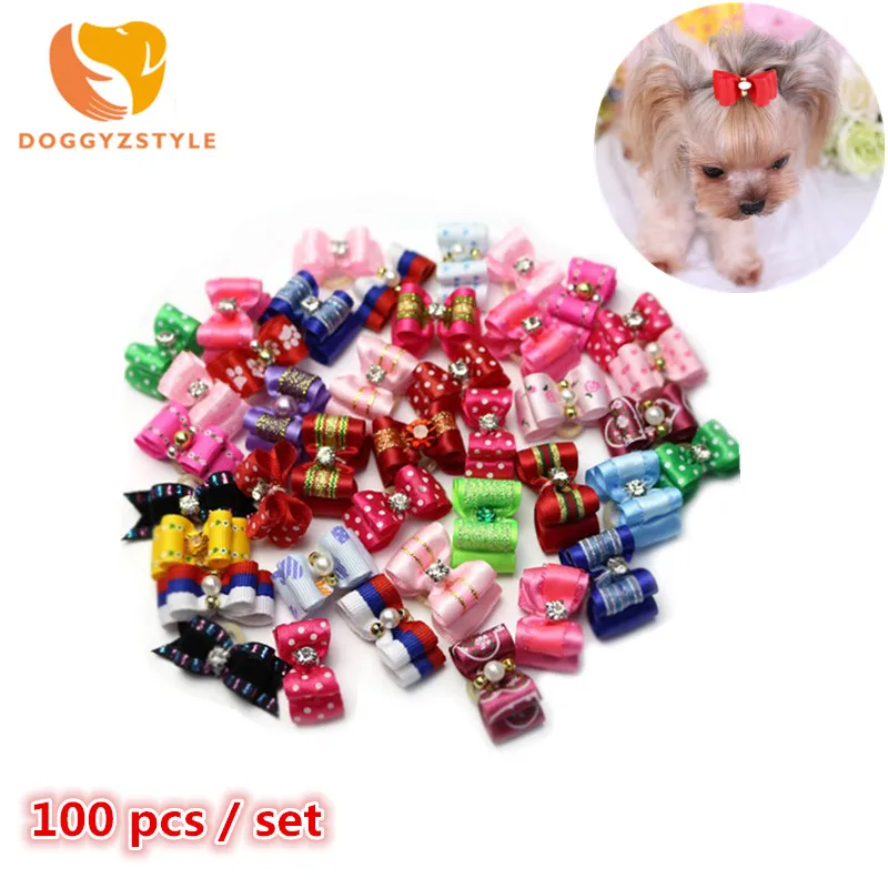 DOGGYZSTYLE 100 шт./компл. головные уборы для домашних животных ручной работы бант
