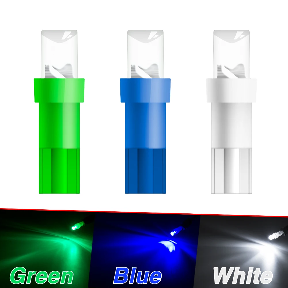 10pcs T5 LED Car Dash Dashboard Lights 74 73 286 Instrument Panel Lamp Speedometer Wedge Side Bulb Concave Lens Green White Blue|Сигнальная