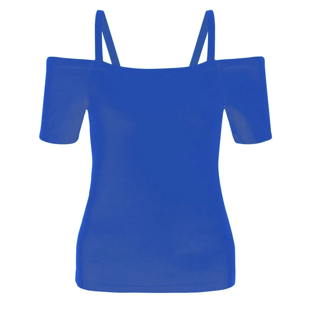 Allyzozo Plus size 6xl Women Summer Spaghetti Strap Tops T shirts Streetwear Off Shoulder Blue Clothing | Женская одежда