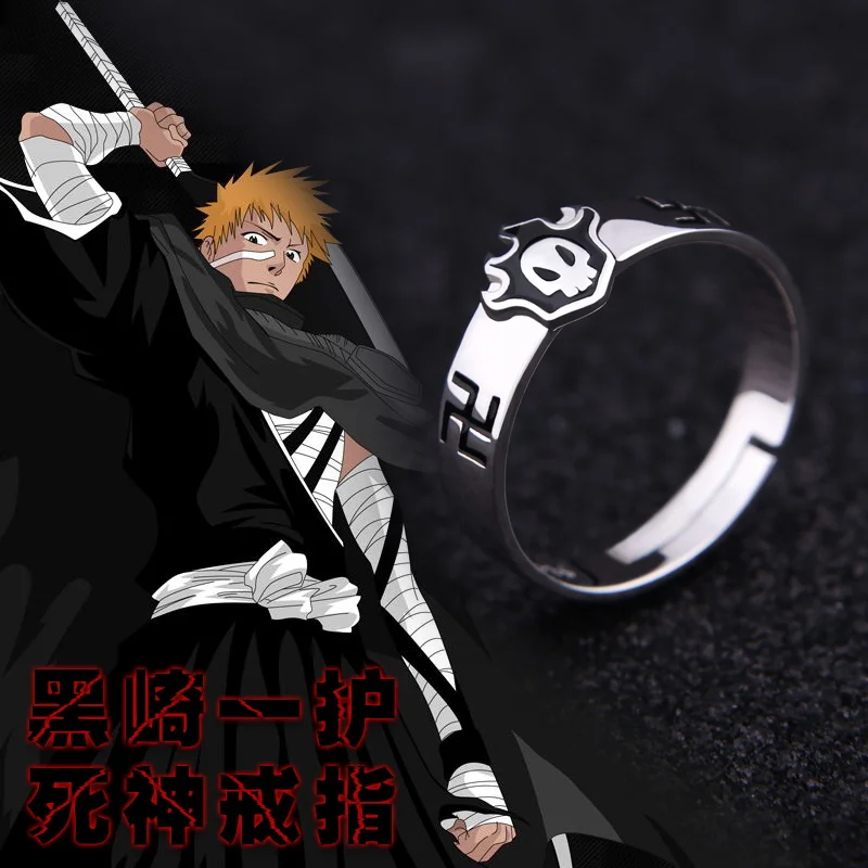 Горячая Аниме Bleach кольцо из стерлингового серебра 925 Куросаки Ичиго Косплэй