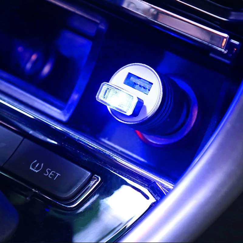 USB мини-светодиод машины атмосферный свет сигарета отделка для прикуривателя Toyota