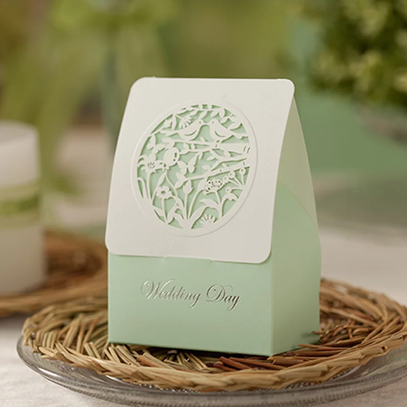 lovely green color wedding candy box party sweet guest favor gift |