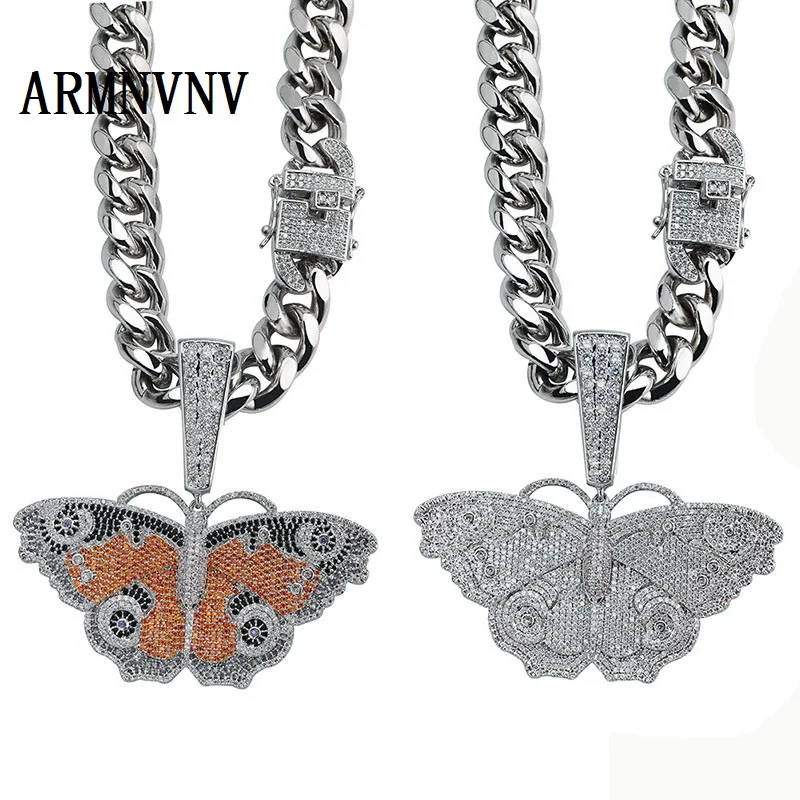 ARMNVNV хип хоп микро проложили кубического циркония Bling Ice Out животное Бабочка