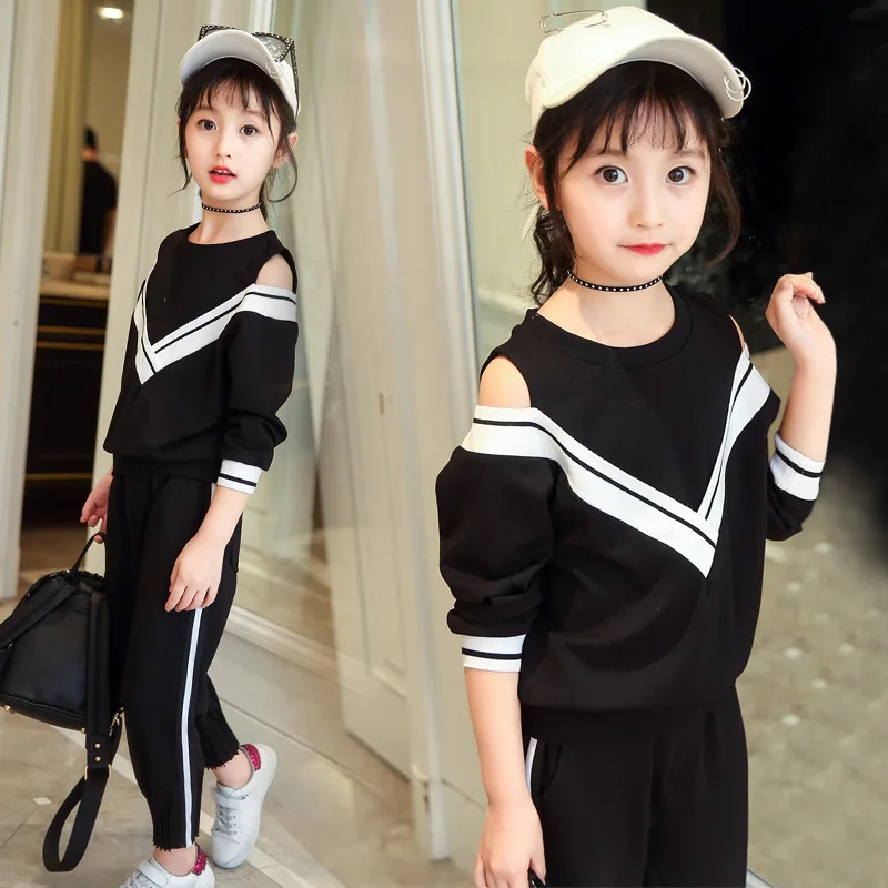 Спортивные костюмы для девочек детские спортивные с открытыми плечами футболки